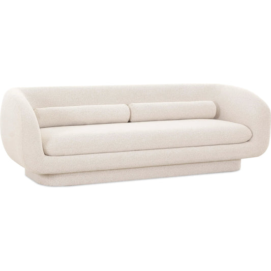 Simone Boucle Sofa by TOV Furniture in cream. Made from boucle, plywood in a unique style.