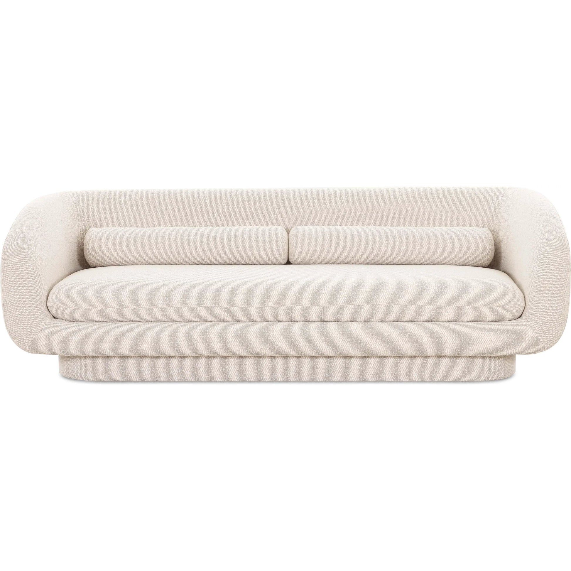 Simone Boucle Sofa by TOV Furniture in cream. Made from boucle, plywood in a transitional style.