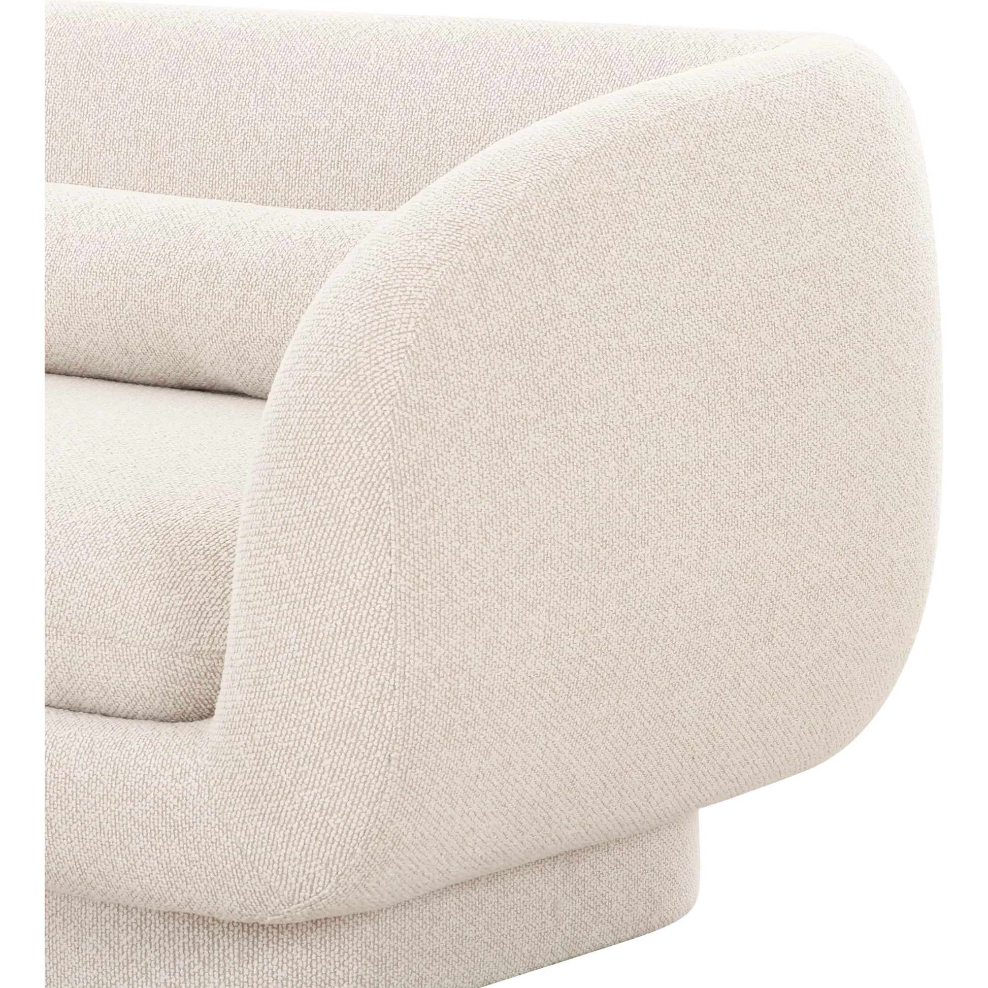Simone Boucle Sofa by TOV Furniture in cream. Made from boucle, plywood in a transitional style.