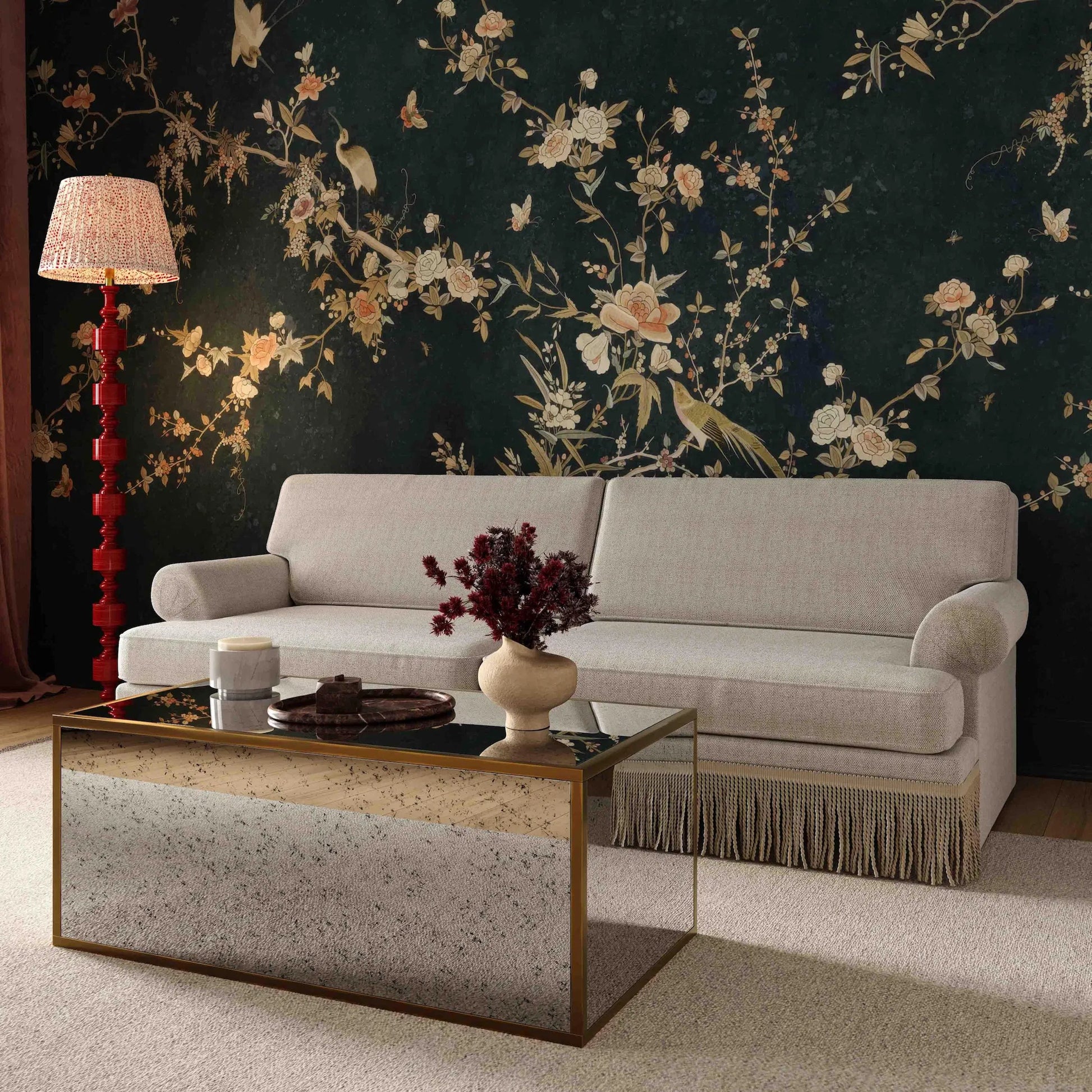Yvette Boucle Modular Sofa by TOV Furniture in cream. Made from boucle, plywood in a transitional style.
