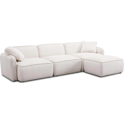 Travie Performance Corduroy Velvet 4-Piece Modular Sectional by TOV Furniture. Made from corduroy, plywood, wood in a transitional style.