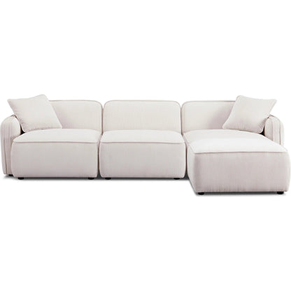 Travie Performance Corduroy Velvet 4-Piece Modular Sectional by TOV Furniture. Made from corduroy, plywood, wood in a transitional style.