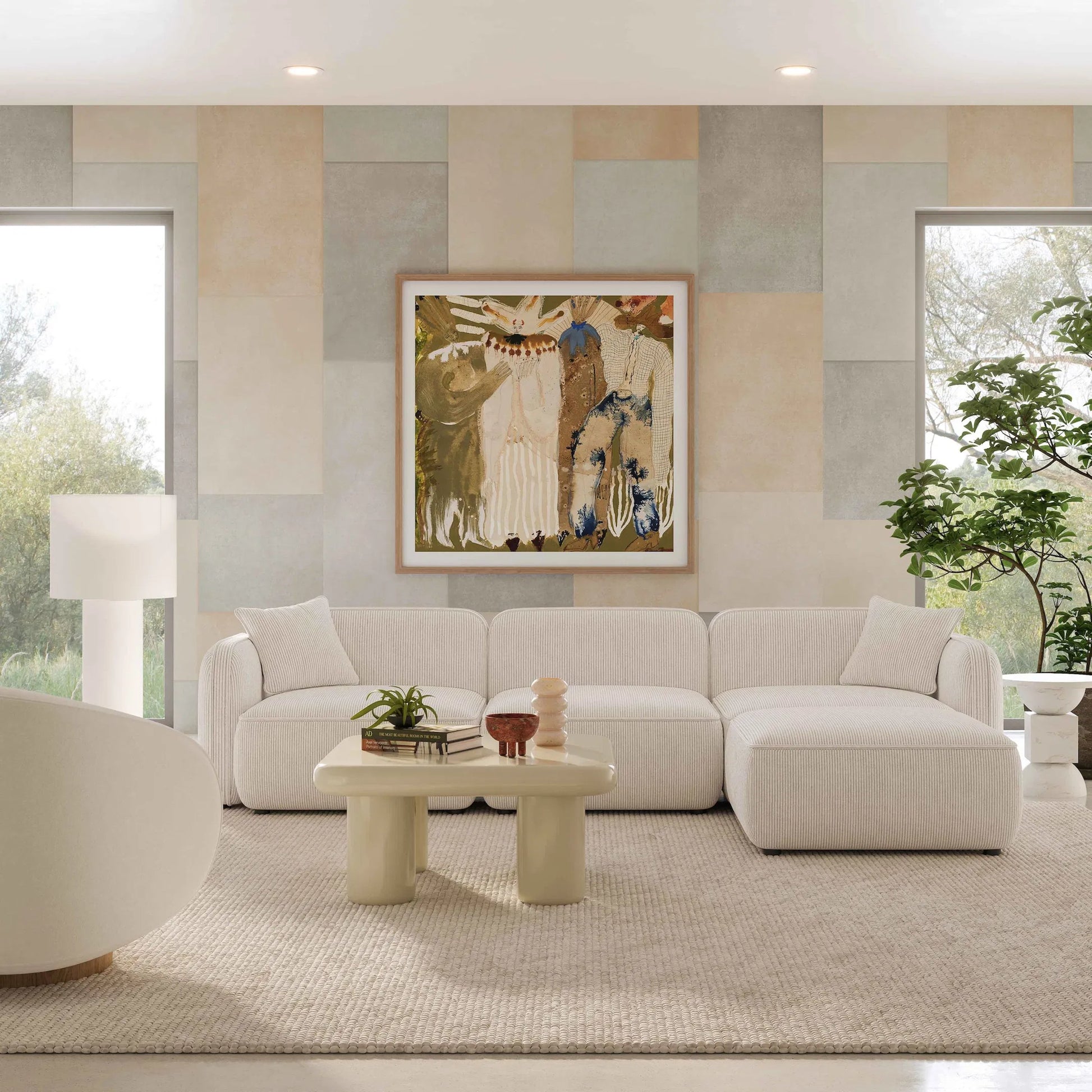 Travie Performance Corduroy Velvet 4-Piece Modular Sectional by TOV Furniture. Made from corduroy, plywood, wood in a transitional style.