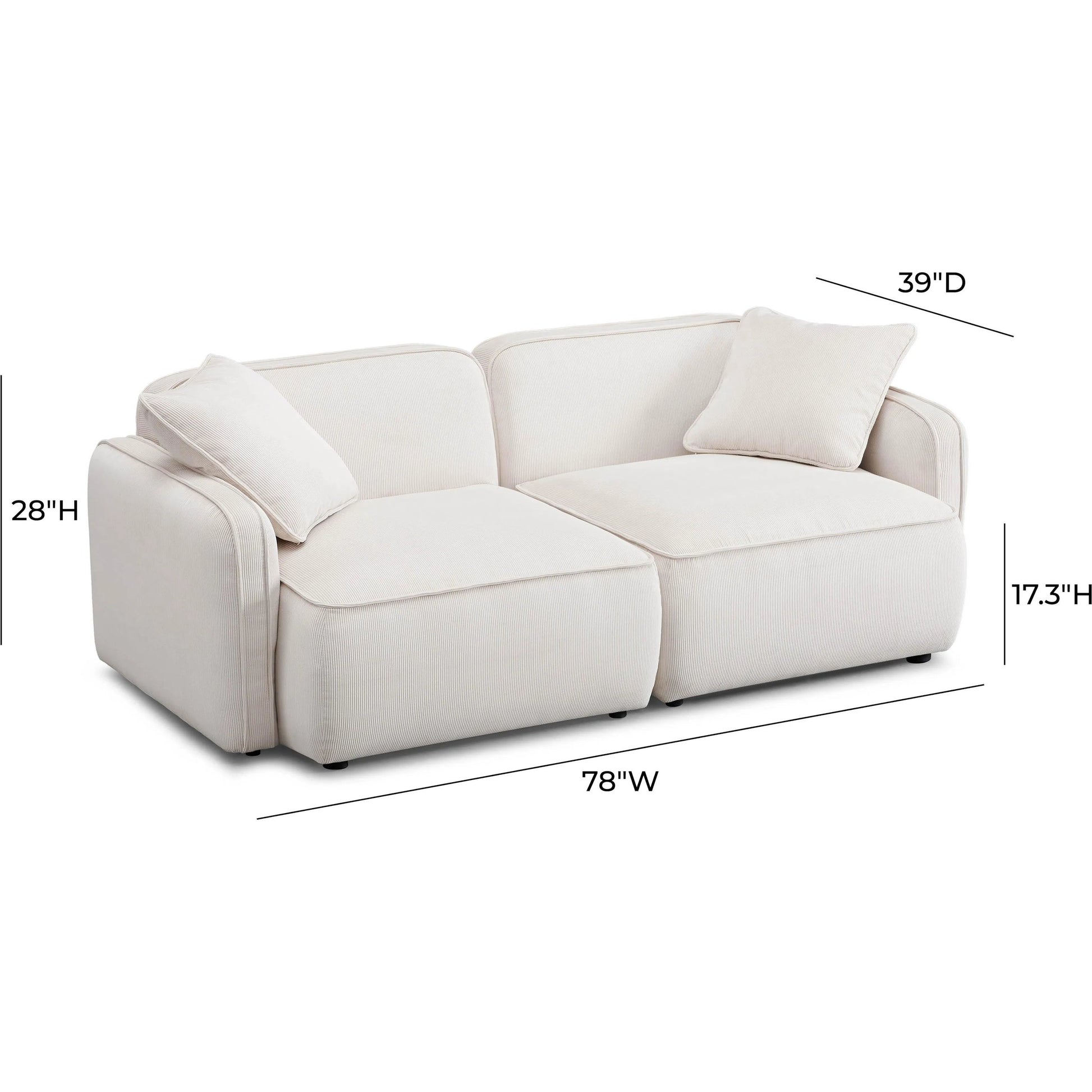 Travie Performance Corduroy Velvet Modular Loveseat by TOV Furniture. Made from corduroy, plywood, wood in a transitional style.