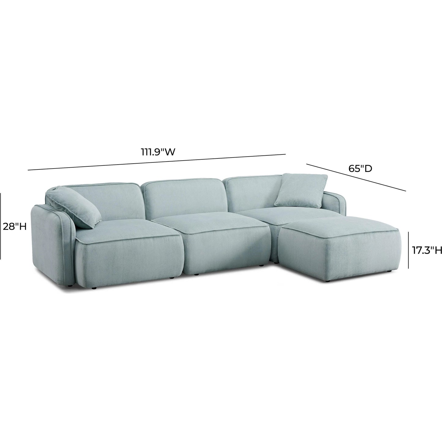 012 SI-2356370 | Additional Silo | Travie Performance Corduroy Velvet 4-Piece Modular Sectional by TOV Furniture. Made from corduroy, plywood, wood in a transitional style.
