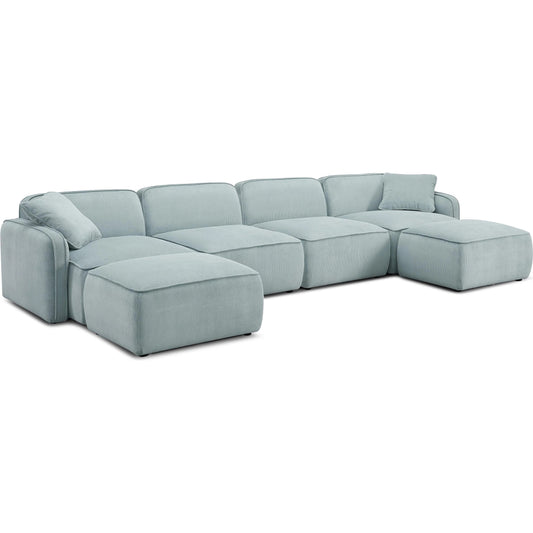 Travie Performance Corduroy Velvet 6-Piece Modular U-Sectional by TOV Furniture. Made from corduroy, plywood, wood in a unique style.