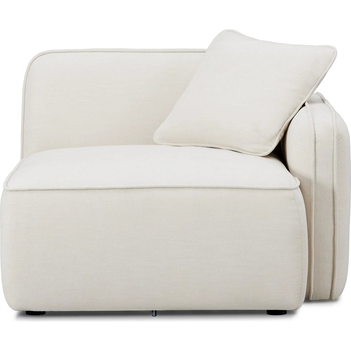 002 SI-2356398 | Additional Silo | Travie Upcycled Linen RAF Corner Chair by TOV Furniture in sand. Made from plywood, recycled fabric, wood in a transitional style.