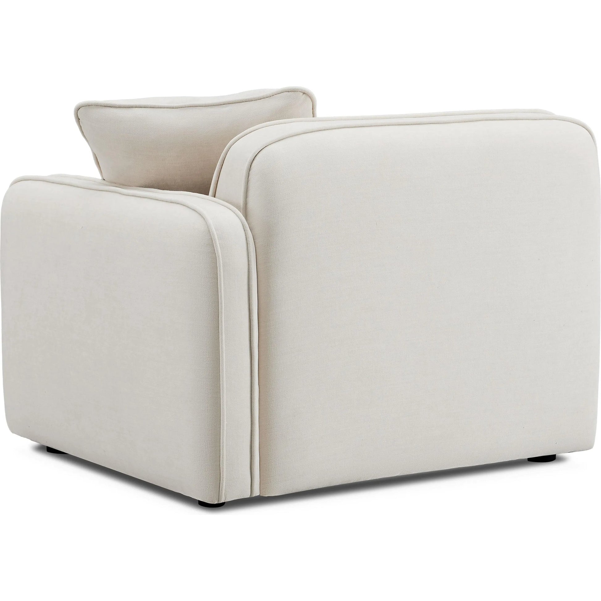 Travie Upcycled Linen RAF Corner Chair by TOV Furniture in sand. Made from plywood, recycled fabric, wood in a transitional style.