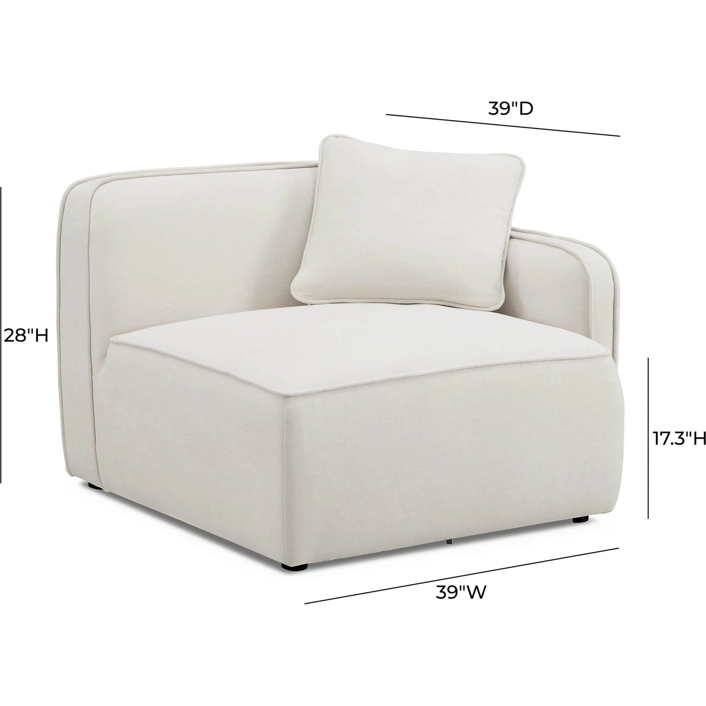 004 SI-2356398 | Additional Silo | Travie Upcycled Linen RAF Corner Chair by TOV Furniture in sand. Made from plywood, recycled fabric, wood in a transitional style.