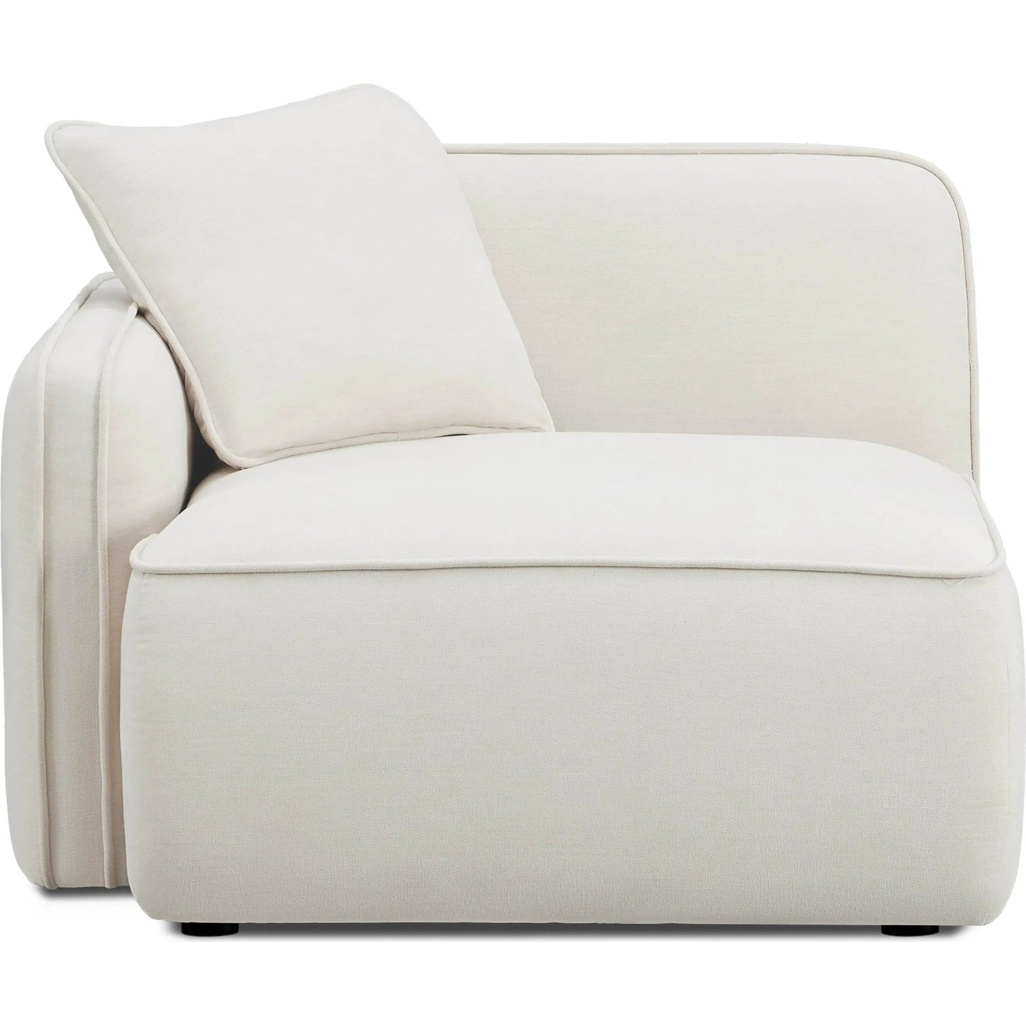 002 SI-2356393 | Additional Silo | Travie Upcycled Linen LAF Corner Chair by TOV Furniture in sand. Made from plywood, recycled fabric, wood in a transitional style.