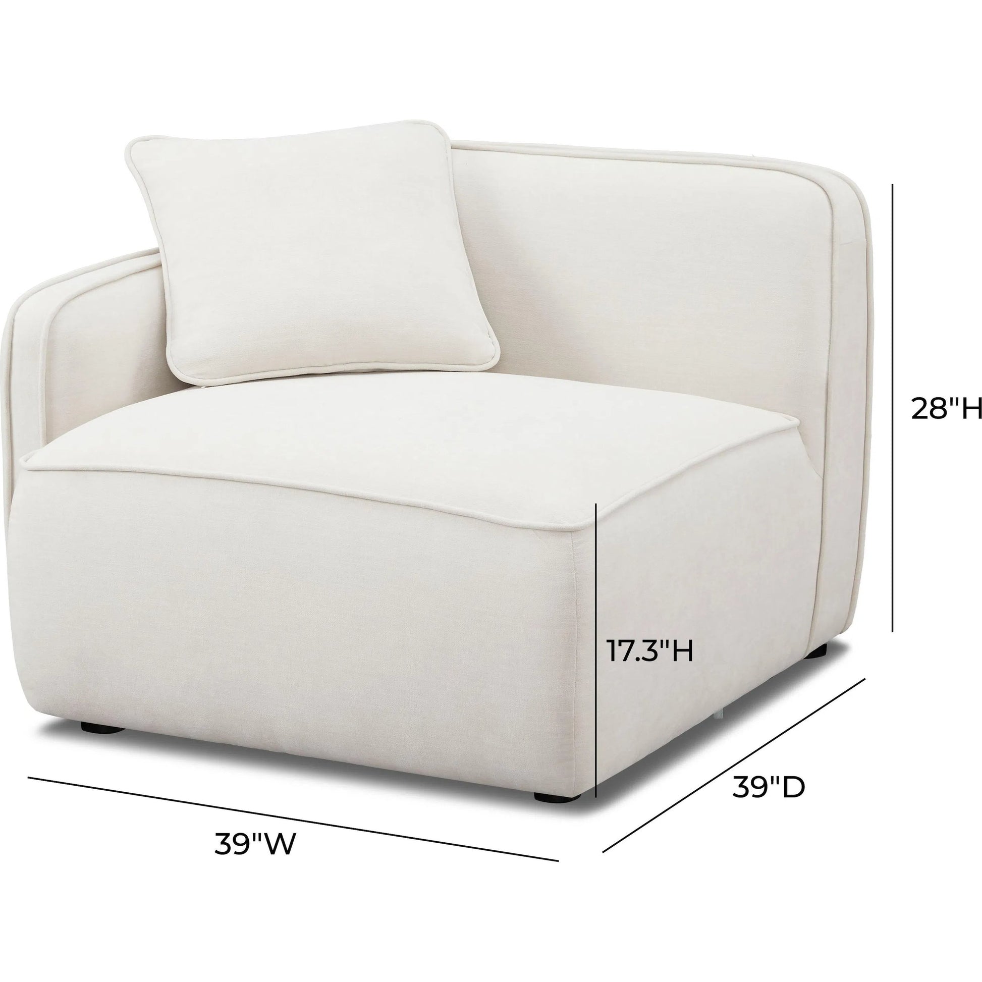 Travie Upcycled Linen LAF Corner Chair by TOV Furniture in sand. Made from plywood, recycled fabric, wood in a transitional style.