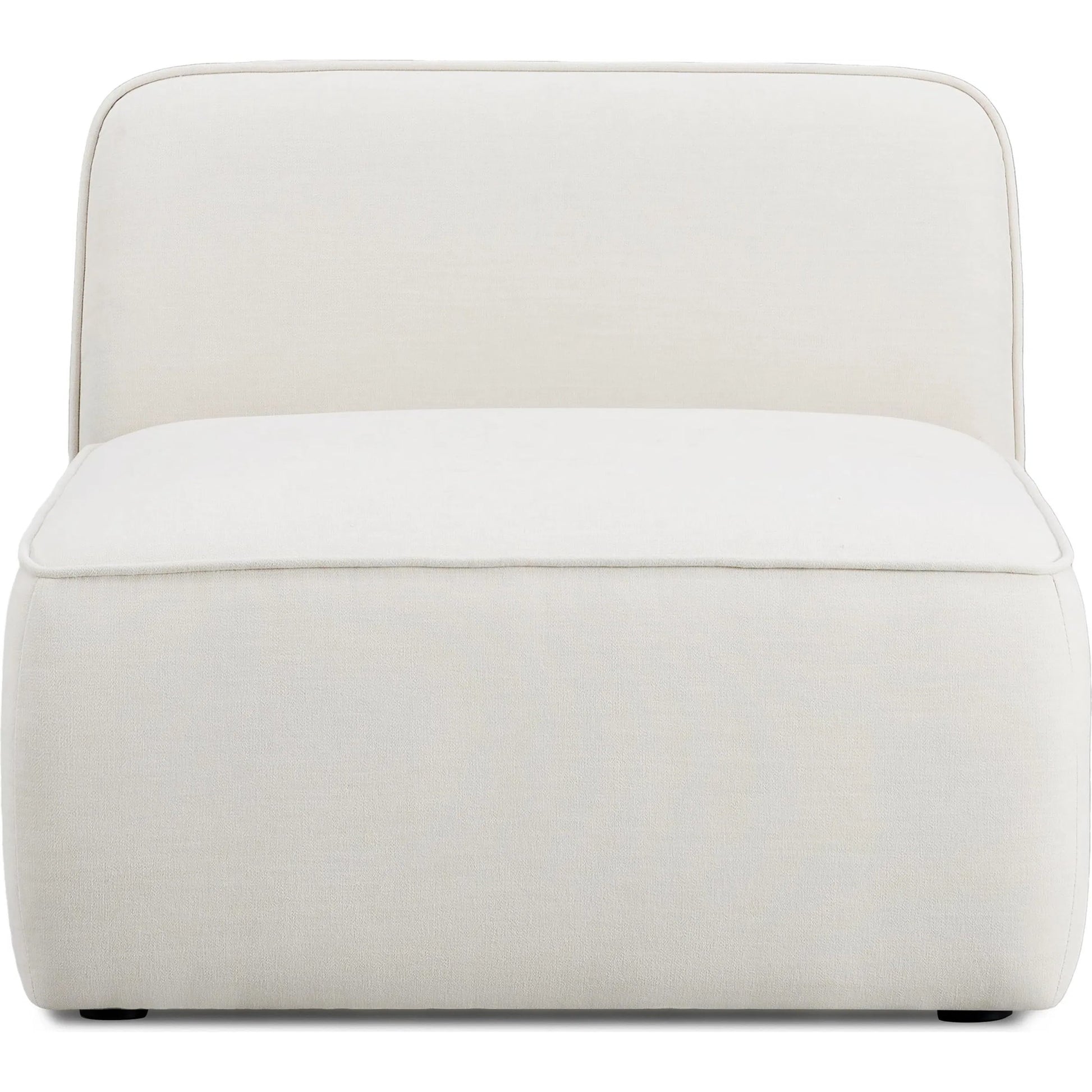 Travie Upcycled Linen Armless Chair by TOV Furniture in sand. Made from plywood, recycled fabric, wood in a transitional style.