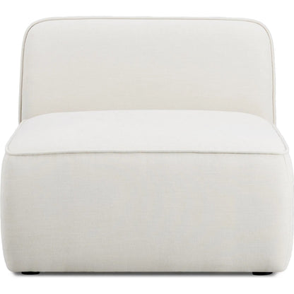 Travie Upcycled Linen Armless Chair by TOV Furniture in sand. Made from plywood, recycled fabric, wood in a transitional style.