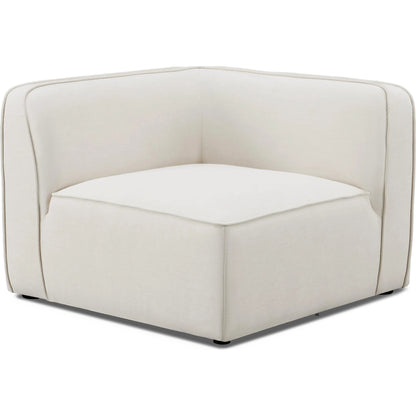 Travie Upcycled Linen Corner Chair by TOV Furniture in sand. Made from plywood, recycled fabric, wood in a transitional style.