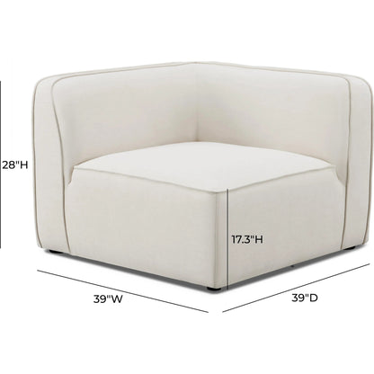 Travie Upcycled Linen Corner Chair by TOV Furniture in sand. Made from plywood, recycled fabric, wood in a transitional style.