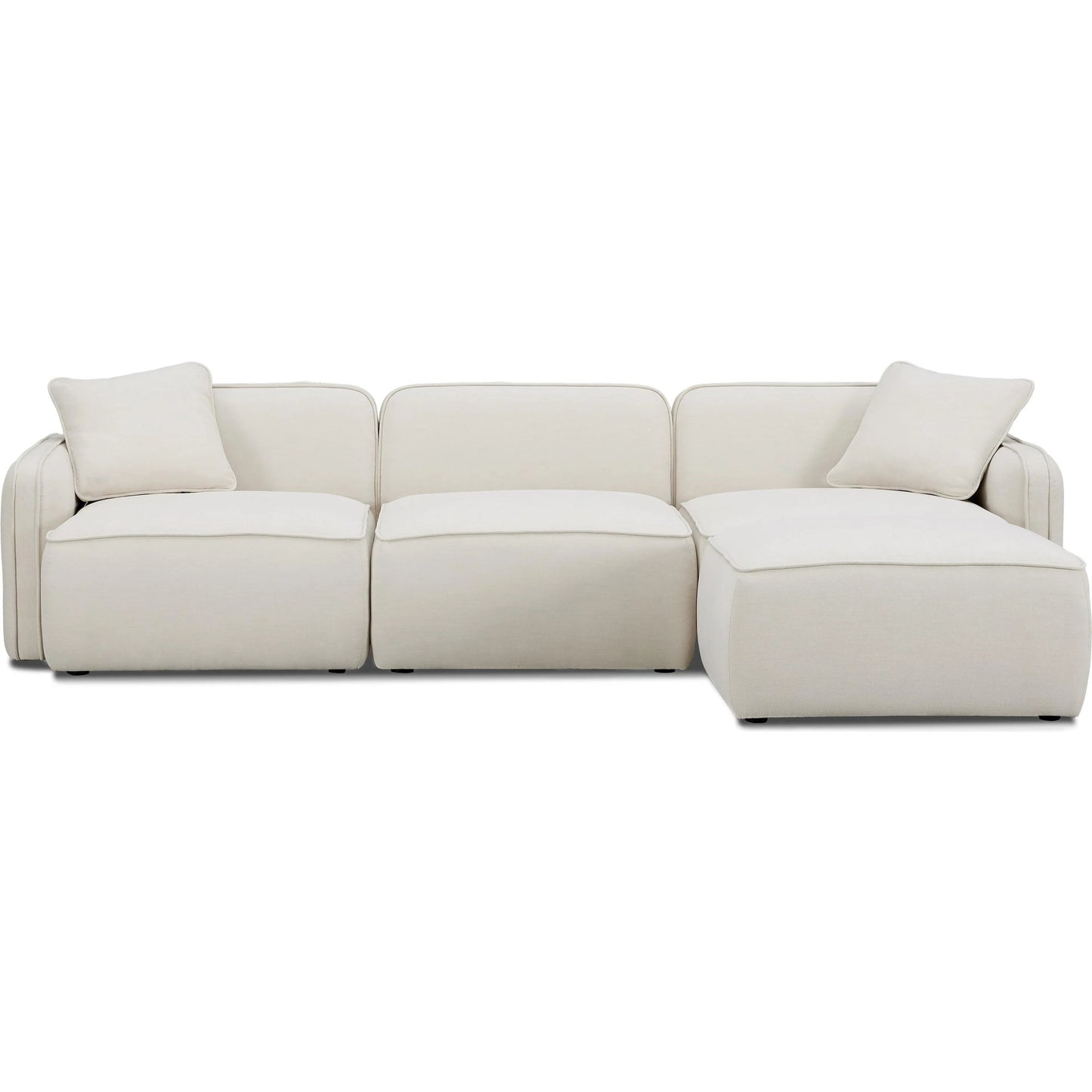 003 SI-2356389 | Additional Silo | Travie Upcycled Linen 4-Piece Modular Sectional by TOV Furniture in sand. Made from plywood, recycled fabric, wood in a transitional style.