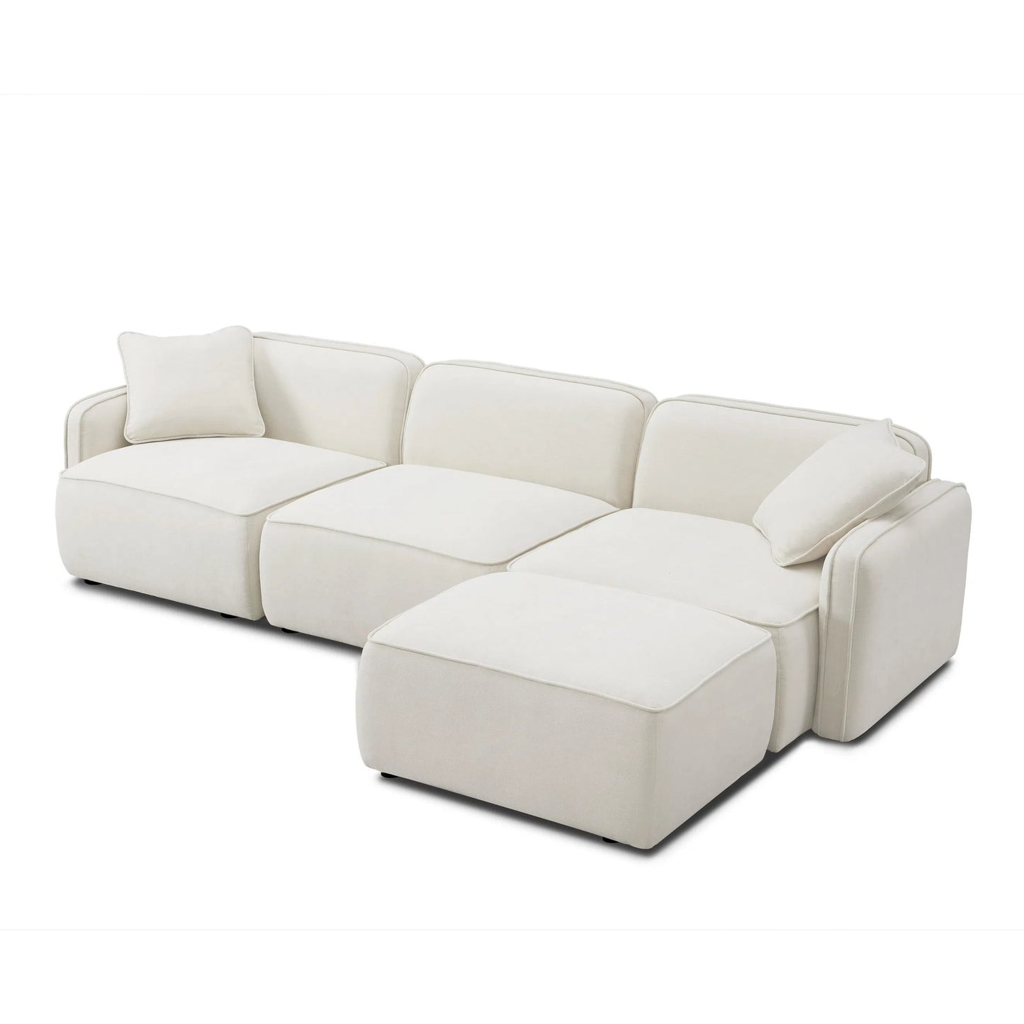 005 SI-2356389 | Additional Silo | Travie Upcycled Linen 4-Piece Modular Sectional by TOV Furniture in sand. Made from plywood, recycled fabric, wood in a transitional style.