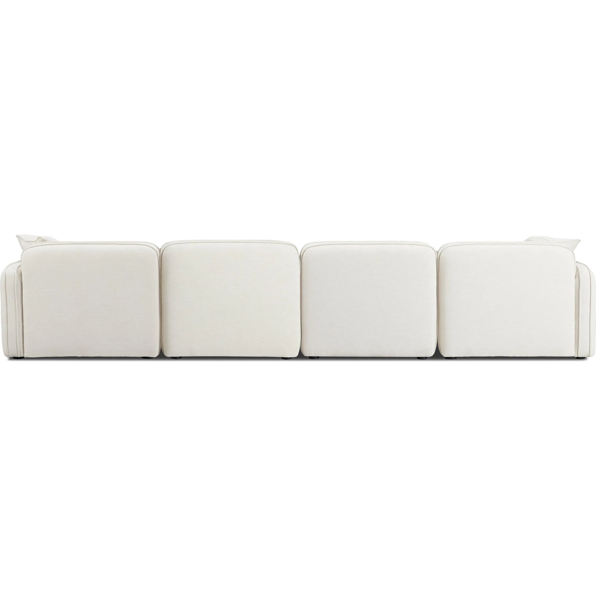 Travie Upcycled Linen 6-Piece Modular U-Sectional by TOV Furniture in sand. Made from plywood, recycled fabric, wood in a transitional style.