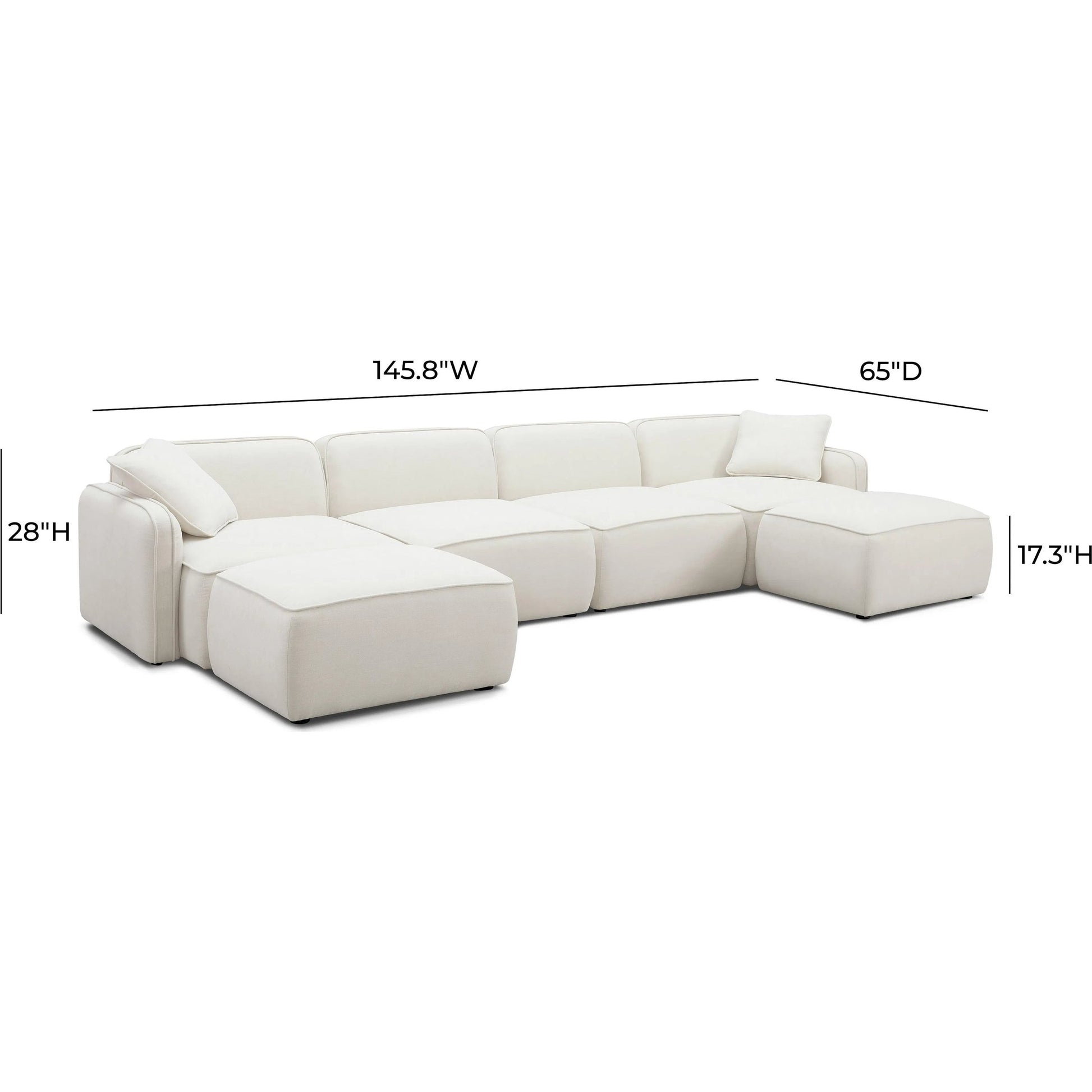 Travie Upcycled Linen 6-Piece Modular U-Sectional by TOV Furniture in sand. Made from plywood, recycled fabric, wood in a transitional style.