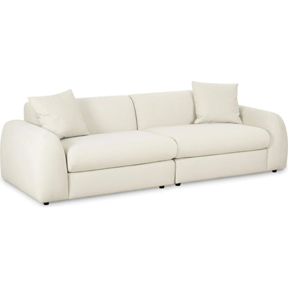 Kourtney Faux Mohair 100" Sofa by TOV Furniture in cream. Made from faux mohair, plywood in a transitional style.
