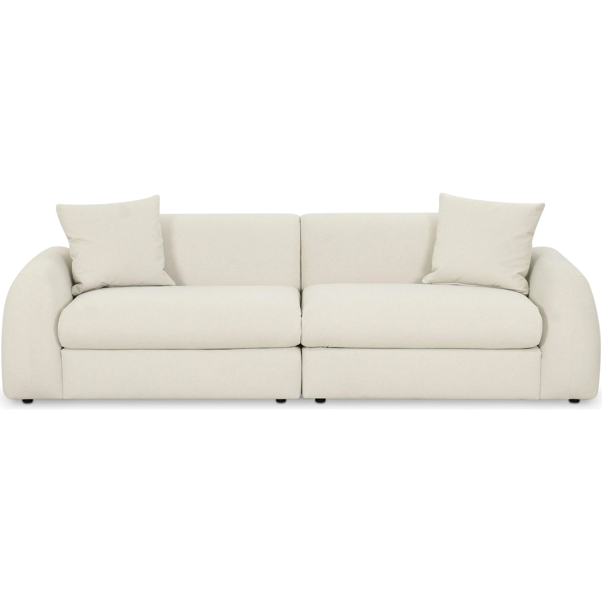 Kourtney Faux Mohair 100" Sofa by TOV Furniture in cream. Made from faux mohair, plywood in a transitional style.