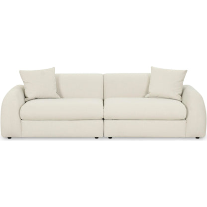 Kourtney Faux Mohair 100" Sofa by TOV Furniture in cream. Made from faux mohair, plywood in a transitional style.