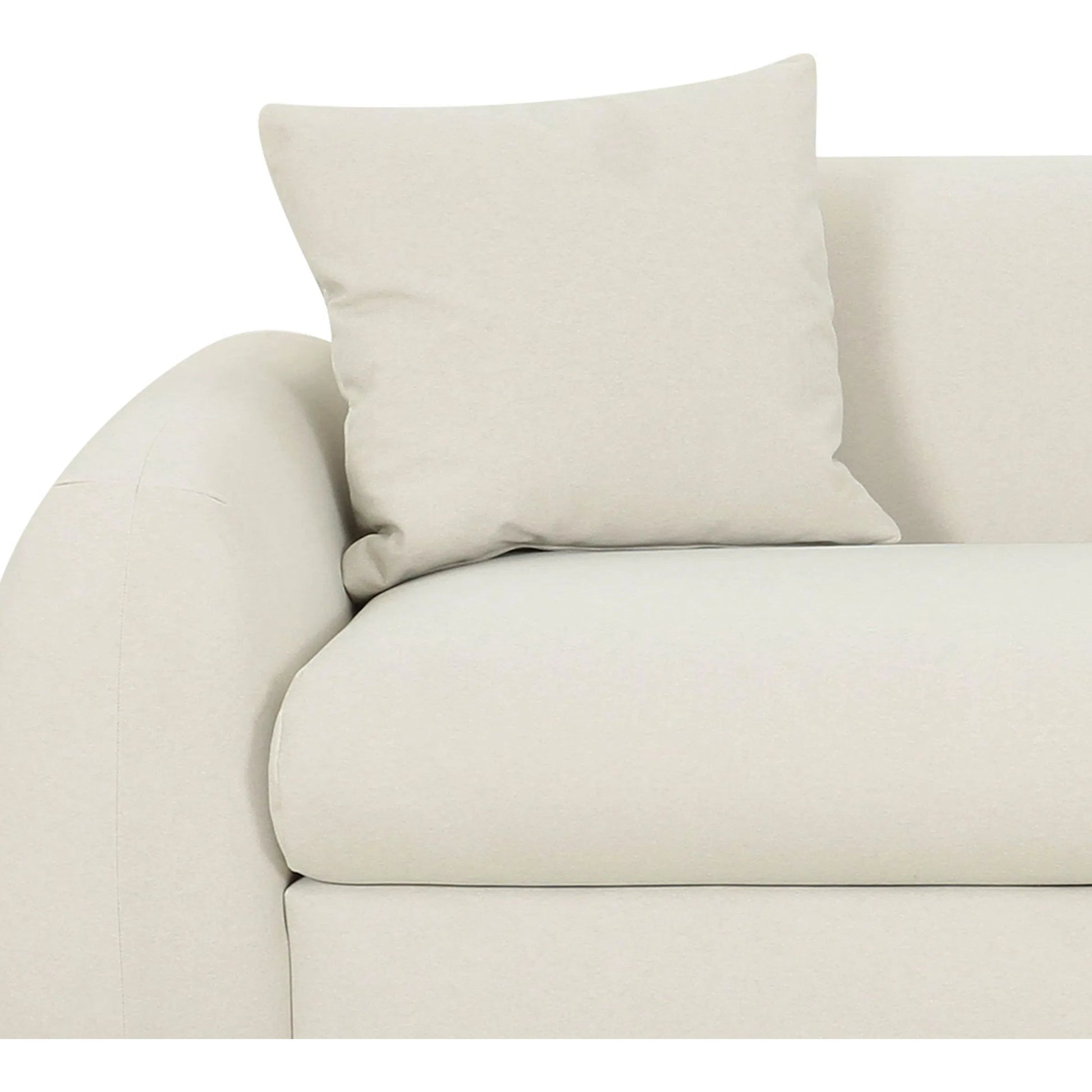 Kourtney Faux Mohair 100" Sofa by TOV Furniture in cream. Made from faux mohair, plywood in a transitional style.