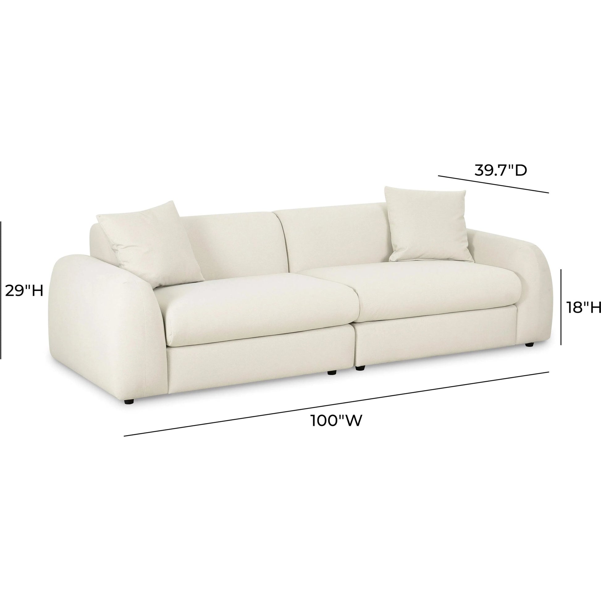 Kourtney Faux Mohair 100" Sofa by TOV Furniture in cream. Made from faux mohair, plywood in a transitional style.