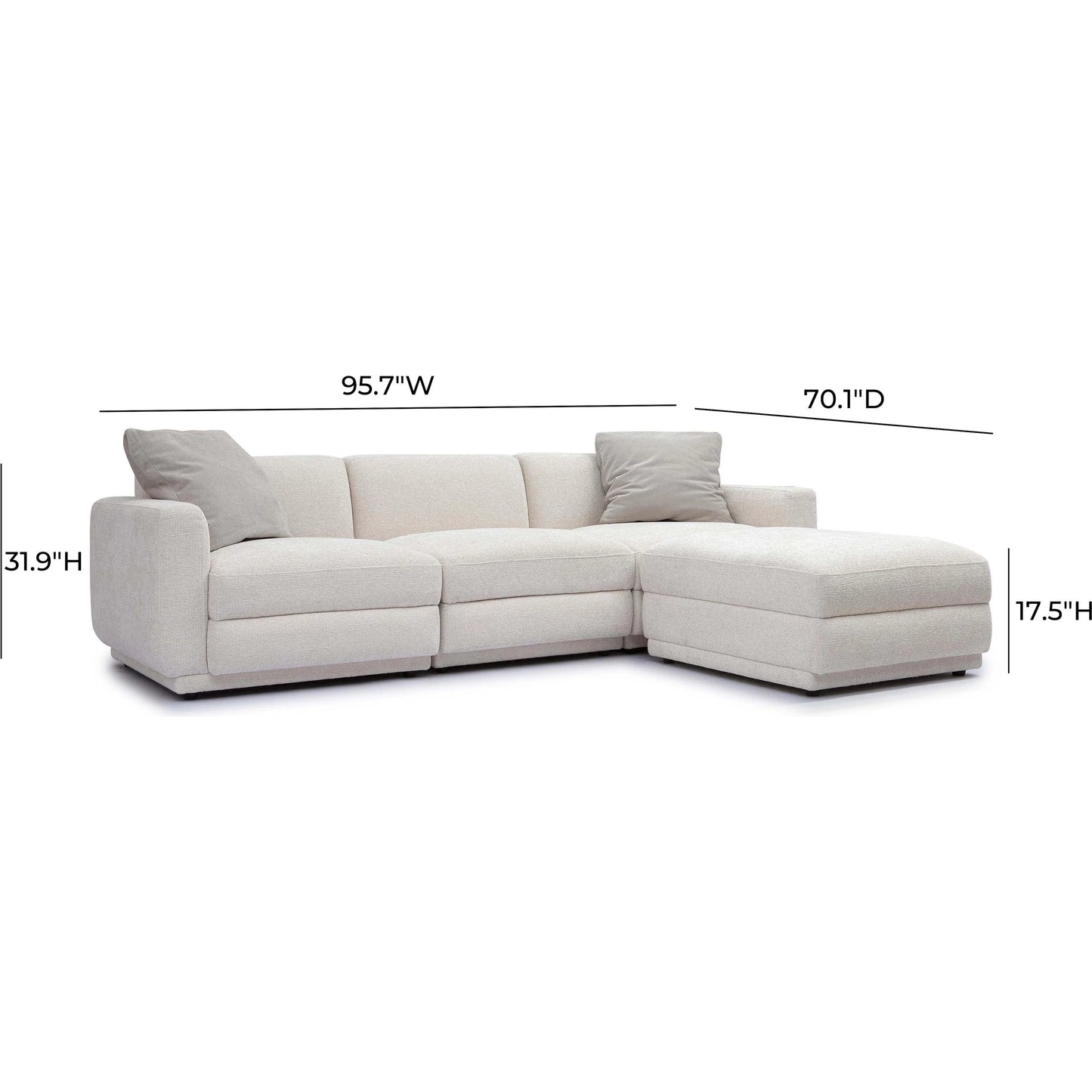 004 SI-2356341 | Additional Silo | Perry Chenille Modular Sectional by TOV Furniture in cream. Made from chenille, plywood, wood in a transitional style.