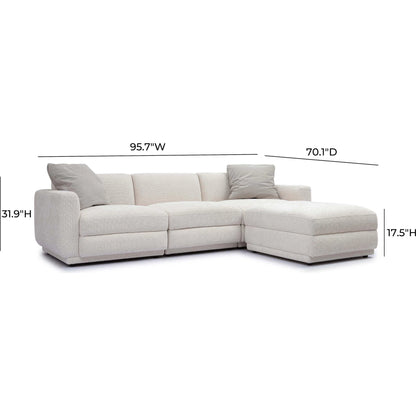 Perry Chenille Modular Sectional by TOV Furniture in cream. Made from chenille, plywood, wood in a transitional style.