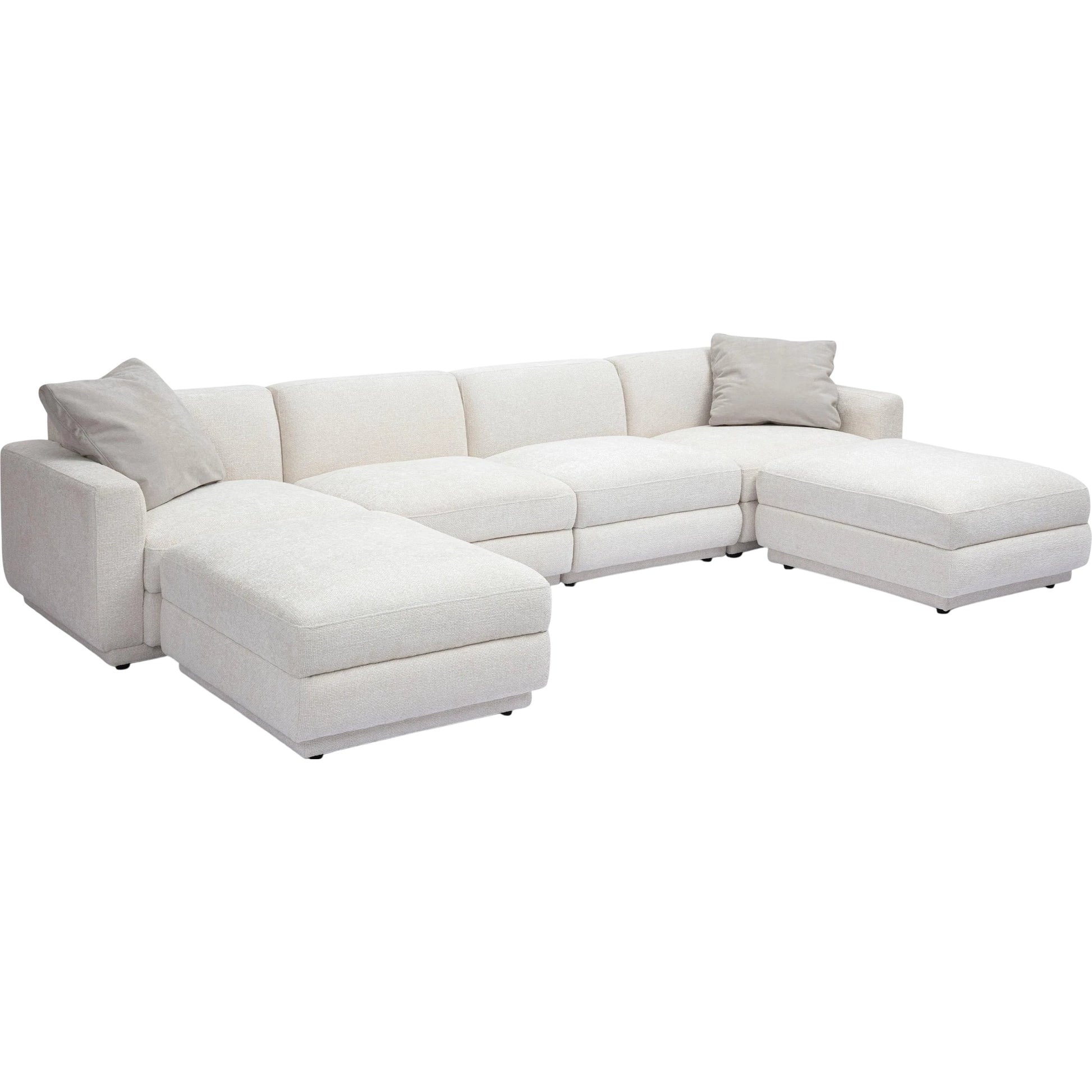 Perry Chenille Modular U-Sectional by TOV Furniture in cream. Made from chenille, plywood, wood in a transitional style.