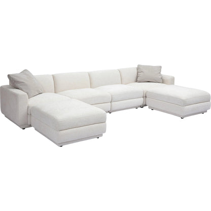Perry Chenille Modular U-Sectional by TOV Furniture in cream. Made from chenille, plywood, wood in a transitional style.