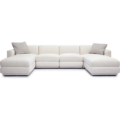 Perry Chenille Modular U-Sectional by TOV Furniture in cream. Made from chenille, plywood, wood in a transitional style.