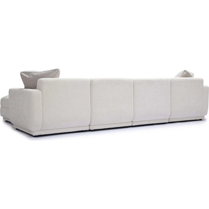 Perry Chenille Modular U-Sectional by TOV Furniture in cream. Made from chenille, plywood, wood in a transitional style.