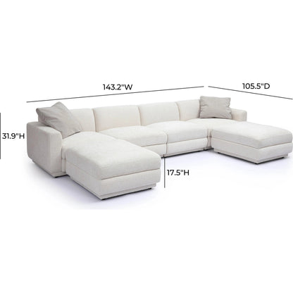 Perry Chenille Modular U-Sectional by TOV Furniture in cream. Made from chenille, plywood, wood in a transitional style.