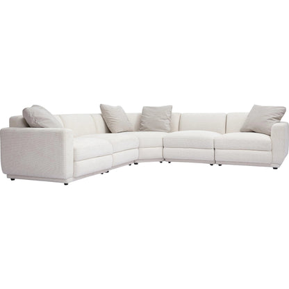 Perry Chenille Modular L-Sectional by TOV Furniture in cream. Made from chenille, plywood, wood in a transitional style.