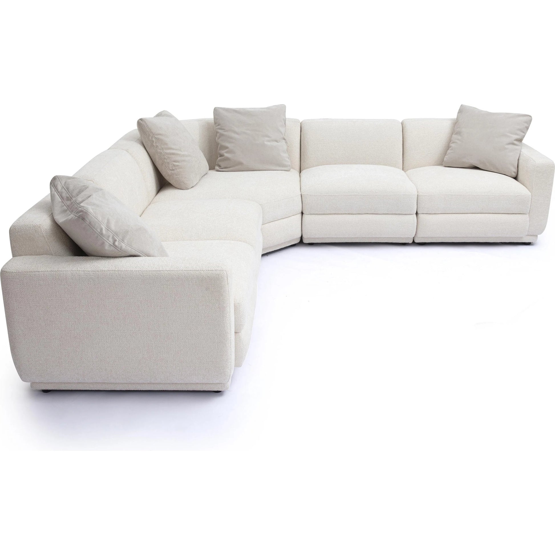 Perry Chenille Modular L-Sectional by TOV Furniture in cream. Made from chenille, plywood, wood in a transitional style.
