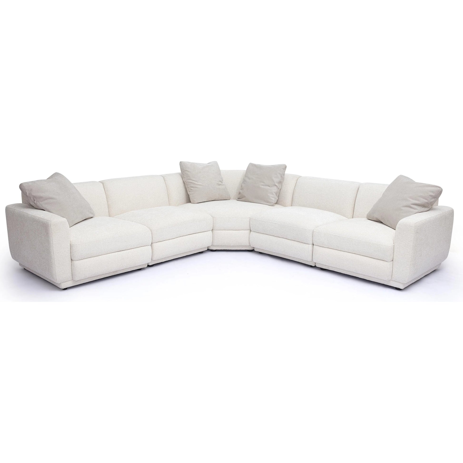 Perry Chenille Modular L-Sectional by TOV Furniture in cream. Made from chenille, plywood, wood in a transitional style.