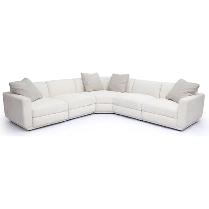 Perry Chenille Modular L-Sectional by TOV Furniture in cream. Made from chenille, plywood, wood in a transitional style.