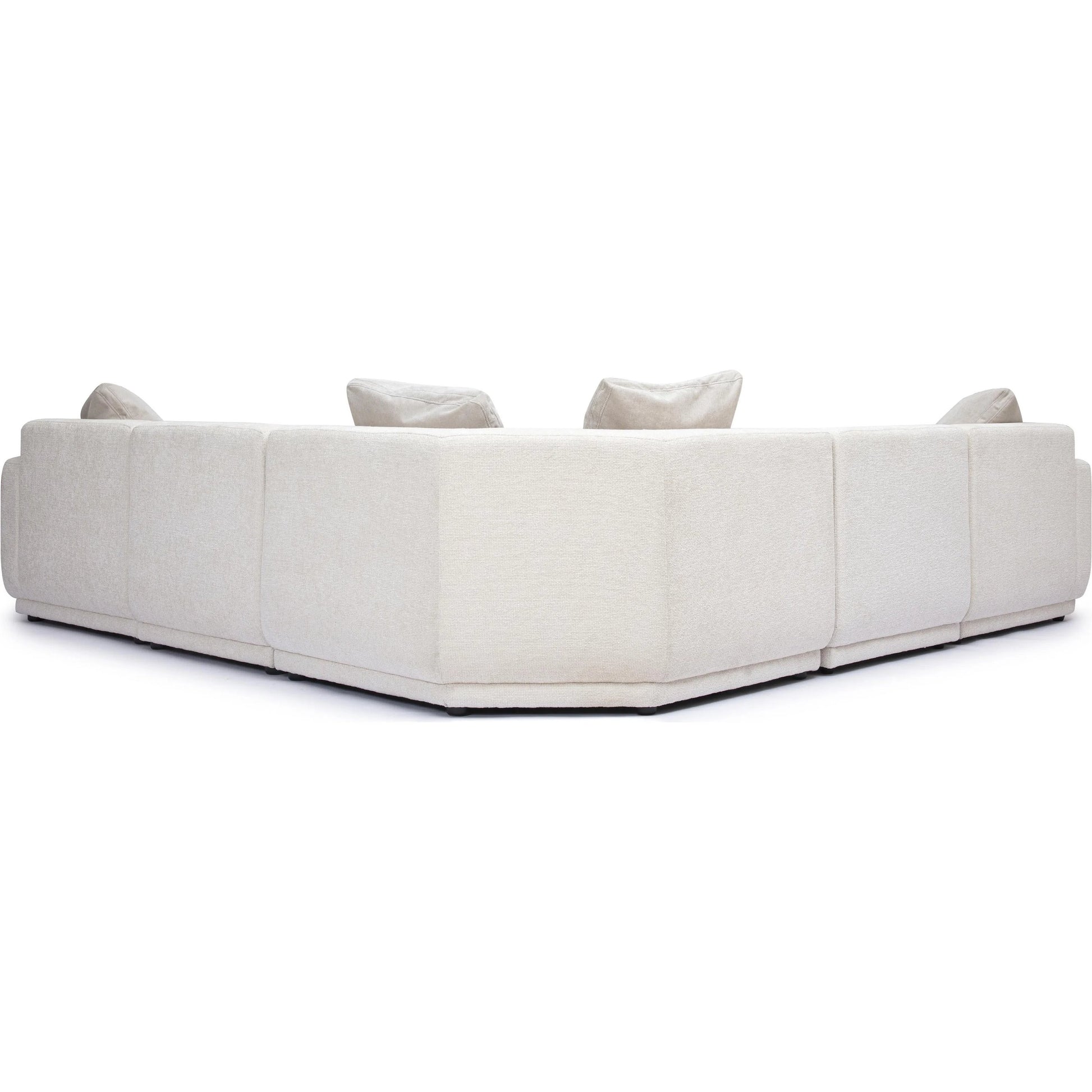 Perry Chenille Modular L-Sectional by TOV Furniture in cream. Made from chenille, plywood, wood in a transitional style.