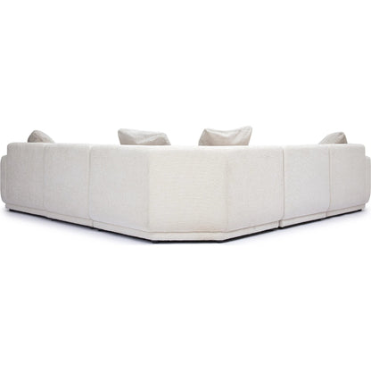 Perry Chenille Modular L-Sectional by TOV Furniture in cream. Made from chenille, plywood, wood in a transitional style.