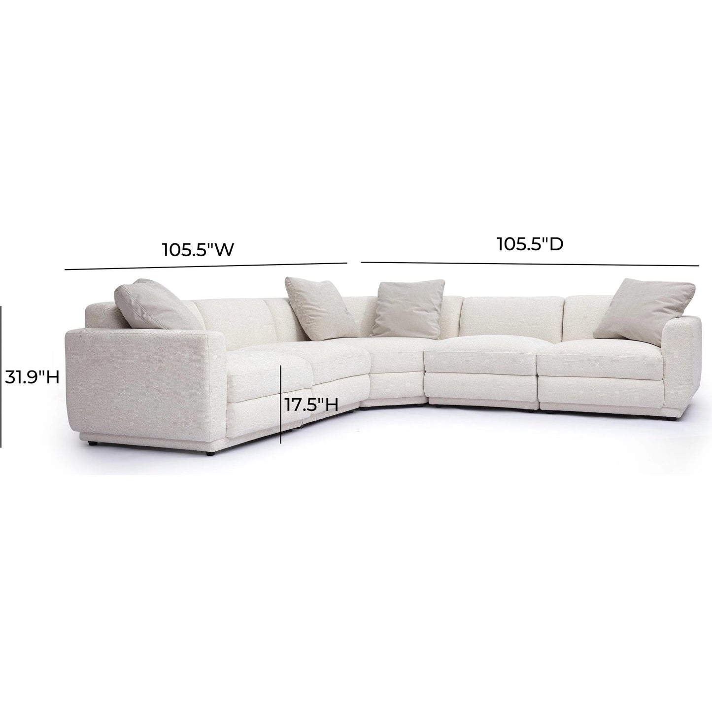 005 SI-2356336 | Additional Silo | Perry Chenille Modular L-Sectional by TOV Furniture in cream. Made from chenille, plywood, wood in a transitional style.