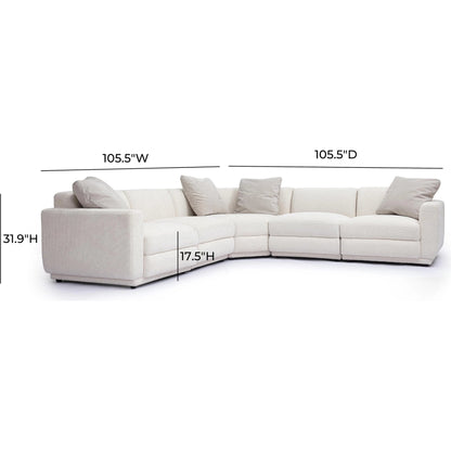 Perry Chenille Modular L-Sectional by TOV Furniture in cream. Made from chenille, plywood, wood in a transitional style.