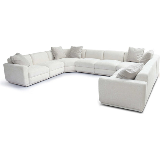 Perry Chenille Modular Large U-Sectional by TOV Furniture in cream. Made from chenille, plywood, wood in a transitional style.