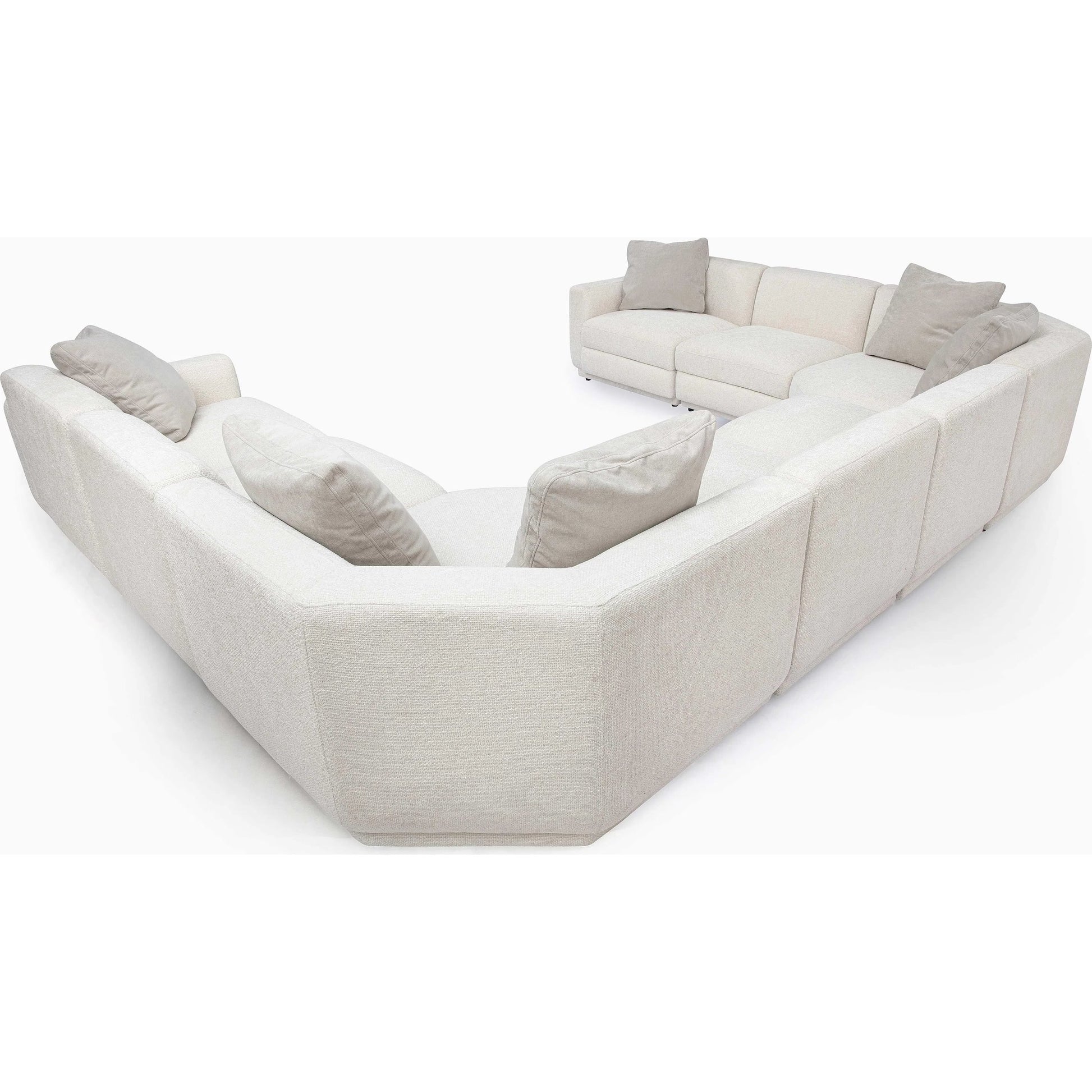 Perry Chenille Modular Large U-Sectional by TOV Furniture in cream. Made from chenille, plywood, wood in a transitional style.