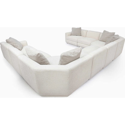 Perry Chenille Modular Large U-Sectional by TOV Furniture in cream. Made from chenille, plywood, wood in a transitional style.