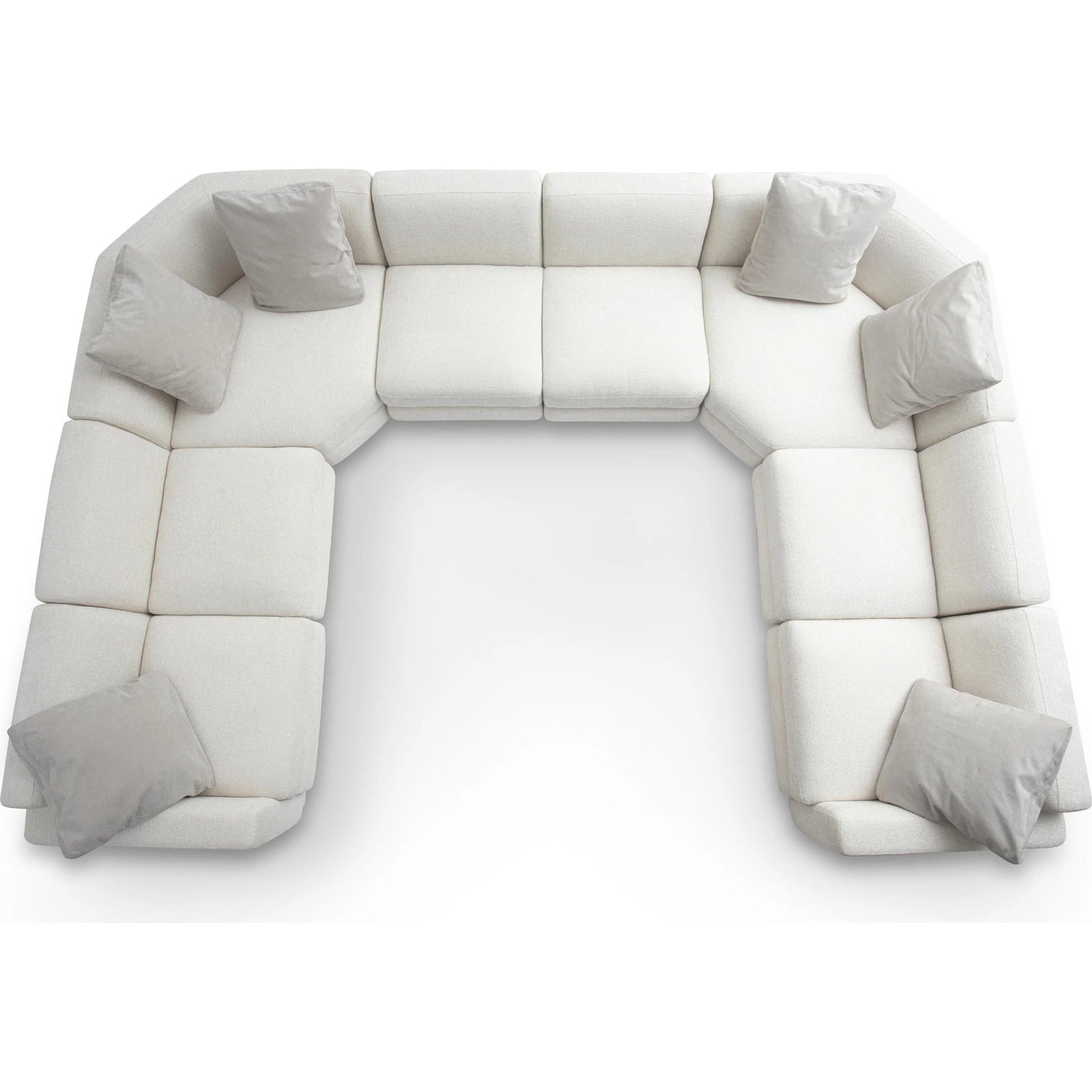 004 SI-2356344 | Additional Silo | Perry Chenille Modular Large U-Sectional by TOV Furniture in cream. Made from chenille, plywood, wood in a transitional style.