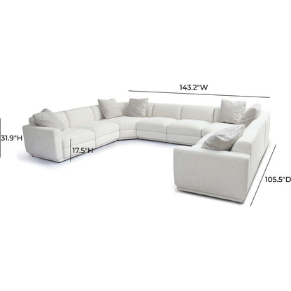 Perry Chenille Modular Large U-Sectional by TOV Furniture in cream. Made from chenille, plywood, wood in a transitional style.