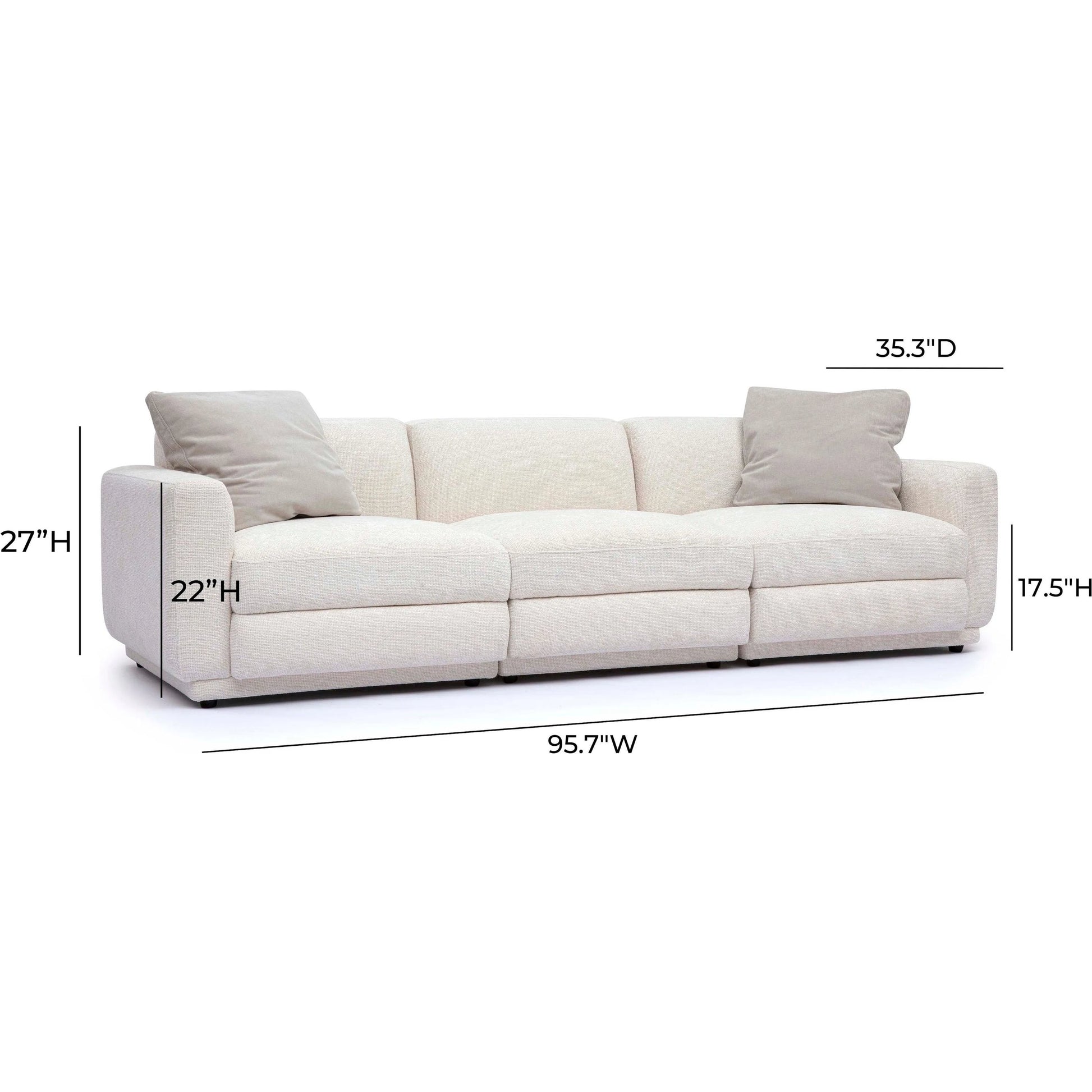 Perry Chenille Modular Sofa by TOV Furniture in cream. Made from chenille, plywood, wood in a transitional style.