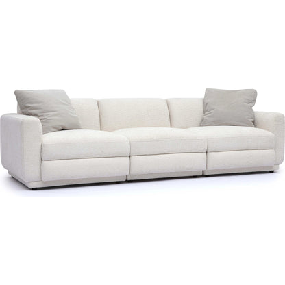 Perry Chenille Modular Sofa by TOV Furniture in cream. Made from chenille, plywood, wood in a transitional style.